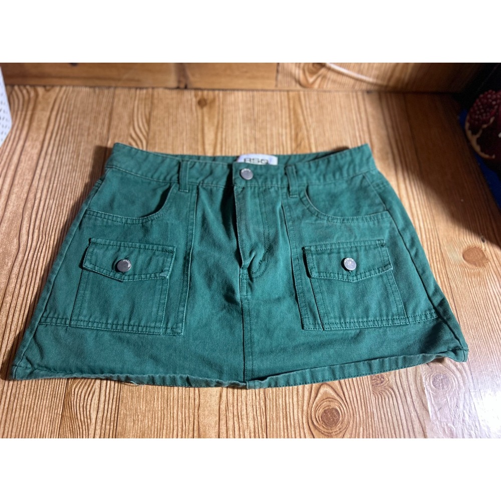RSQ Forest Green Cotton Utility Cargo Mini Skirt Small Pocketed Gorpcore Casual